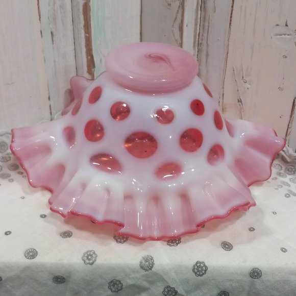 Fenton Coin Spot Cranberry Opalescent Dish - Picture 4 of 5